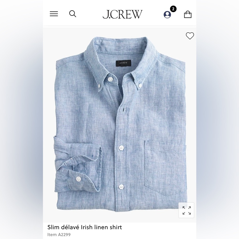 J Crew Slim Delave Irish linen shirt men's small